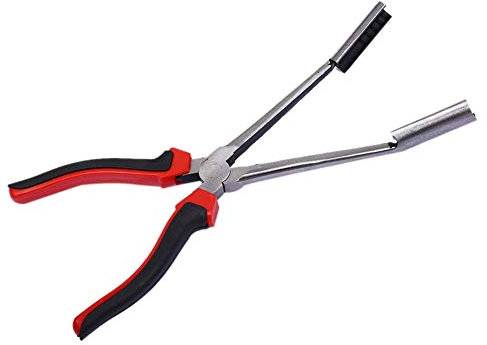 ikasus Spark plug cable removal pliers, wire stripper, non-slip removal tool, cylinder cable clamp, glow plug plug pliers with red handles, car spark plug pliers tool