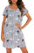 ENJOYNIGHT Chemise de Nuit Femme Manches Courtes Vêtements de Nuit Coton Imprimé Robe de Nuit (X-Large,Hibou Gris)