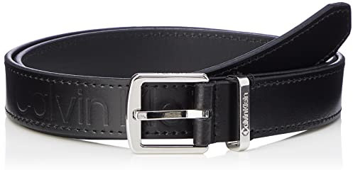 Calvin Klein Damen Gürtel Ck Must Metal Loop Belt Emb 2.5 cm Ledergürtel, Schwarz (Ck Black), 85 cm
