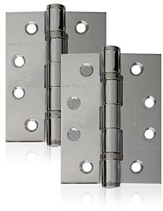 UAP 2 Set of Ball Bearing Door Hinges 4 Inch (100mm x 75mm) – Mild Steel Butt Hinges, Heavy Duty for External & Internal Doors, Residential & Commercial (2 Pack, Satin Chrome Plated)