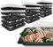 ebake Mehrweg Servierplatte mit Deckel (25 STK. à 34 x 24,5 x 7,4 cm) - Meal Prep Boxen für Partys usw. - Ideal als Food Container Box, Menüteller & Meal Prep Box - Inklusive Sticker-Etiketten