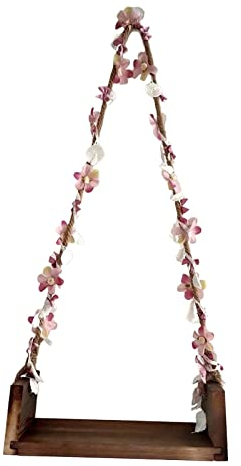 Harilla Neugeborene Requisiten aus Holz Schaukelsitze Geschenk Posing Requisiten mit Blumenseil Fotoshooting Hintergrund-Zubehör, Baby Fotografie Zubehör für 0-3 Monate Jungen Mädchen, Kaffee