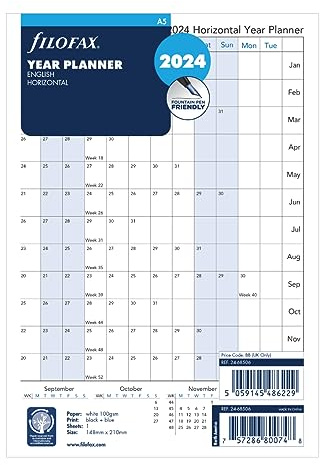 Filofax A5 Jahresplaner 2024 horizontal 24-68506