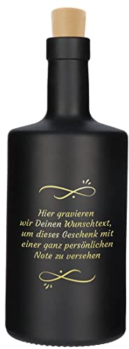 polar-effekt Flaschenlicht schwarz mit Wunschgravur - Motiv Wunschtext - Namensgravur - Dekoflasche mit LED Lichterkette - DIY Geschenkidee - Weihnachten, Geburtstag - für Jung, Alt