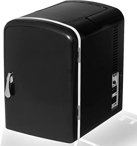 Shally Dogan Mini Frigo con Maniglia, Frigobar Portatile con Regolazione Temperatura, Capacità 4 Litri, con Maniglia Comoda, Potenza 40W Alimentazione 12V e 220V, Scomparto Rimovibile