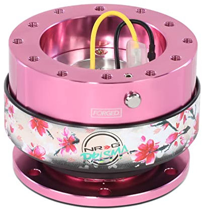 NRG Innovations NRG-SRK-200PK-SAKURA Gen 2.0 Lenkrad-Schnellspanner-Adapter, 6-Loch mit Befestigungsschrauben, Schnellspanner – rosa Körper/Sakura-Ring mit Prisma Collab