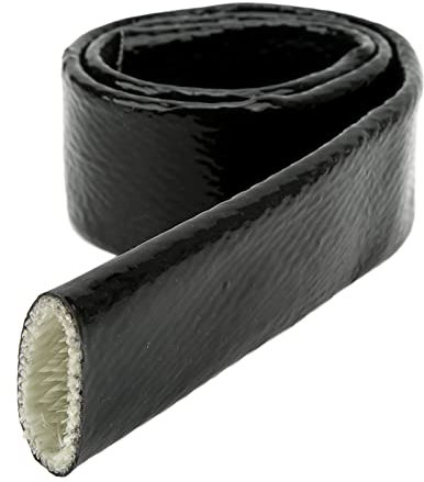 Heat Hose Fiberglass Wrap, Fire Proof Auto Fuel Line Wire Heat Sleeve, 1m Heat Shield Roll, Flexible Heat Shield Protectors Boots, Barrier Cover, Black (35mm ID)