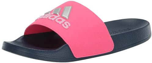 adidas Adilette - Sandalias de ducha unisex para niños, tinta brillante, color rosa, plata metalizado Preloved, 1 Little Kid