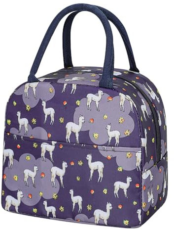TIECHI Lunch Bag Insulated Lunch Bags, Thermal Lunch Tote Bags, Lunch Cool Bag Water-Resistant Thermal Leak-Proof Lunch Organizer for Work, School, Picnic Outdoor Picnic (Cute Alpaca)