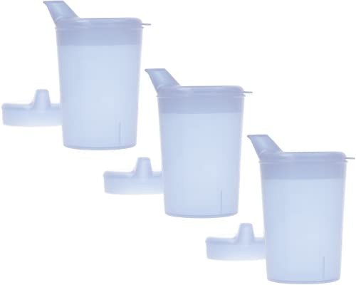 Horn Medical Pack of 3 250 ml Adult Sippy Cups / Drinking Aid Sets with Two Lids (Large & Small Opening) per Set - Choice of Colours (Transparent)