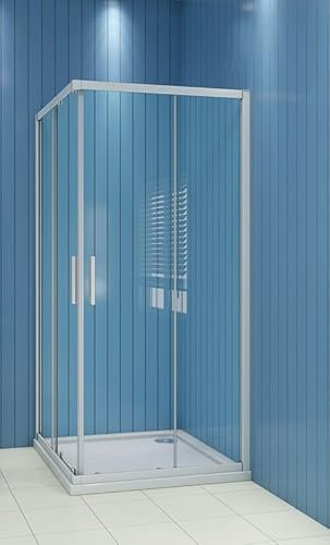 Acezanble Duschabtrennung Duschkabine Schiebetür Eckeinstieg Echtglas Dusche