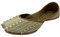 Stop n Style Designer Flat Shoes Mojaris Traditional Indian Jutis Punjabi Jutti Ballet Ballerina Shoes, Cream Gold, 7 UK