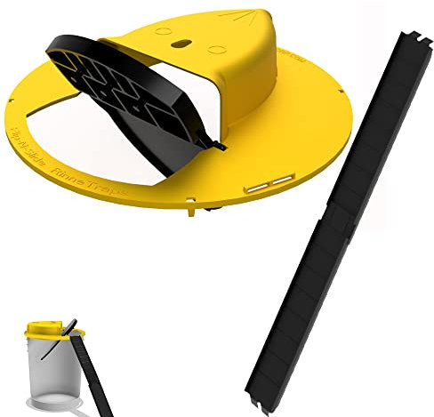 Piège à souris avec couvercle à seau, 100 % métal, pièges à rats sans cruauté, style porte de piège, anti-fuite, multi-prise, réinitialisation automatique, intérieur et extérieur, compatible avec seau