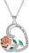 Micory Halskette Damen 925 Sterling Silber Rose Anhänger Herz Kette Mit Zirkonia Geschenk Für Jahrestag Muttertag Geburtstag Schmuck für Mutter Ehefrau Mädchen Geschenk