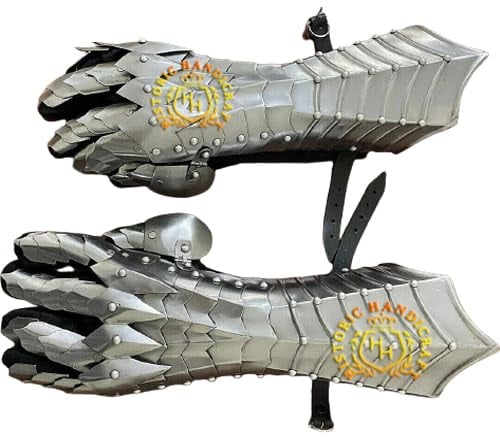 HISTORIC HANDICRAFT Mittelalterliche Ritter Nazgul Stulpenhandschuhe 18GA Stahl - Kreuzritter Metall Handschuhe Rüstung Paar Tragbare Fantasie SCA Nazgul Handschuhe Für Halloween, silber,
