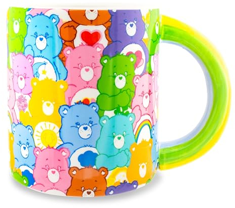 Silver Buffalo Care Bears Allover Print Ceramic Mug With Rainbow Handle | Holds 20 Ounces