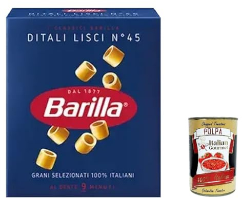 Italian Gourmet Ditali Lisci Nr.45 Pasta Nudeln kurz, 10 x 500g | Formato piccolo italiano; ideal für minestre, zuppe e ricette cremose da, Gesamtnettogewicht 5 kg + Kostenlos Polpa 400g