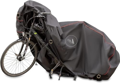 HikeMeister® Premium Qualität Fahrradabdeckung Wasserdicht 300D Oxford Abdeckungen Fahrradschutzhülle Fahrradträger für 1/2 Fahrräder Wasserfest Atmungsaktiv Regenschutz Schutzbezug (Für 1 Fahrrad)