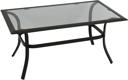 DEGAMO Beistelltisch Zagreb 102x61x48cm, Stahl schwarz, Tischplatte Glas grau getönt, Indoor und Outdoor