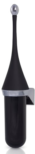 Blanc HYGIENIC Designer Toilettenbürste Wandmontage Schwarz Chrom | Softtouch-Oberfläche, wechselbarer Bürstenkopf, Wandmontage & Chrom-Elemente