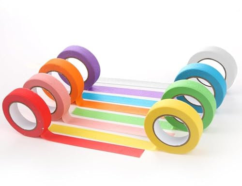 8 Rolls Colored Masking Tape Rolls Set Coloured Self-Adhesive Rainbow Sticky Paper,Painting & Decorating Strong Adhesive Tape for DIY Craft Labeling and Art (8 Colors 1.5cm x 13m)