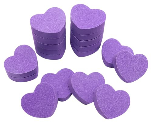 50 Pcs Heart Mini Nail Buffers Sponge Mini Nail Files Double Sided Nail Buffer Blocks Small Nail Sanding Blocks for Acrylic and Natural Nails Manicure Tools Purple