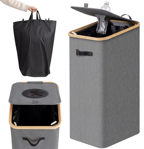 AINIYNM Botellas de depósito de 100L XXL, contenedor de Recogida para Botellas retornables, colector de Botellas con Orificio para Cocina y trastero, Gris Claro