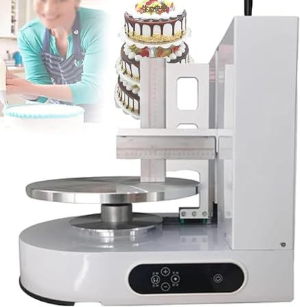 Cashwise Automatic Cake Cream Spreading Machine, Electric Birthday Cake Cream Spreading Machine, Cake Coating Smoothing Machine for Making 4-12 Inch Cakes,White