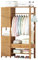WAOHO Bambus Halboffener Kleiderständer，Garderobenständer aus Bambus，Kleideraufbewahrung mit Kleiderstange， Mit 2 Schränken, Stauraum，freistehende Garderobenständer 165X100X30CM (Natur)