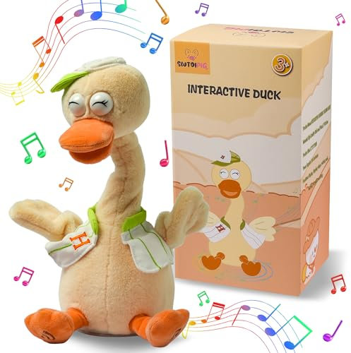 SWTOIPIG Jouet de canard parlant et dansant, imitant des enregistrements en peluche et interactif, qui répète ce que vous dites, peluches qui secouent le cou, poupée parlante