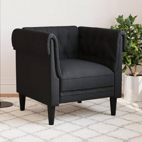 CINDERFUL Chesterfield-Sessel Schwarz Stoff,Elegantes Chesterfield Sofa Gemütlicher Stoffsessel in Schwarz für Wohnzimmer & Entspannung Möbel, Wohnzimmer