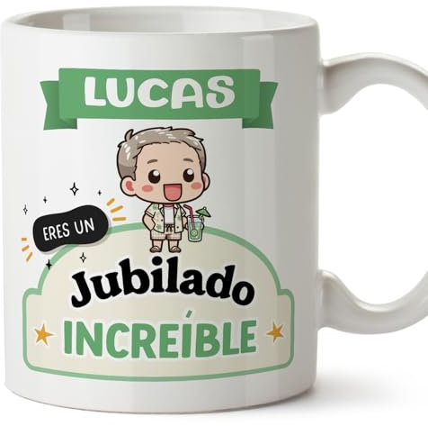 MUGFFINS Tazas Personalizadas para JUBILADO hombre - En Español - Eres increíble - Kawaii - 11 oz / 330 ml - Regalo Personalizable original y divertido