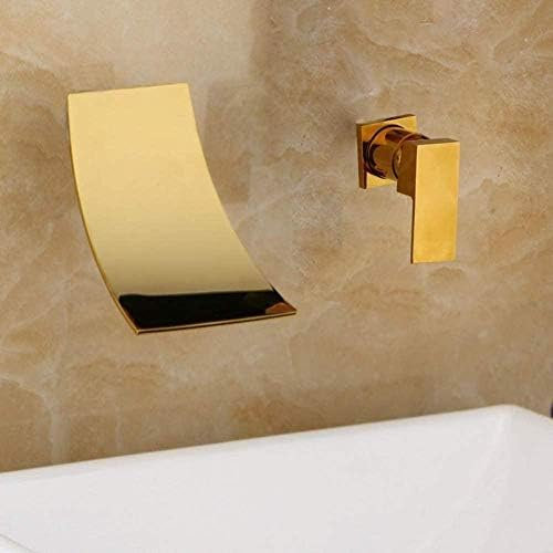 robinets de Cuisine Robinet Peinture Noire Cascade Murale plaqué Or Chrome lavabo de Salle de Bain Robinet d'évier mitigeur Chaud et Froid