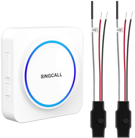 SINGCALL Doorbell Set di estensione radio Inoltro del segnale per campanelli esistenti con 32 Suonerie Volume 0-100dB per casa/garage/appartamento, 1 ricevitore portatile a LED + 2 convertitore radio
