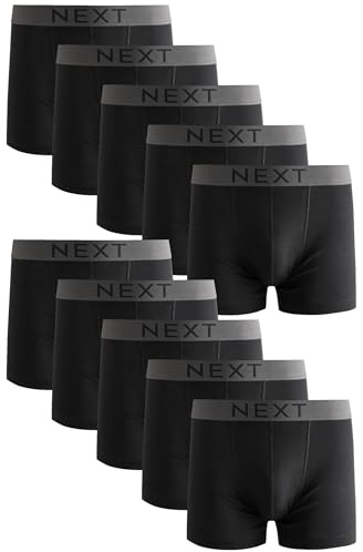 NEXT Herren 10er-Pack Boxershorts aus 100% Baumwolle Schwarz x_l