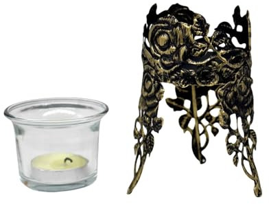 Elegante Cava Intagliato Ferro Tealight Portacandele Con Bicchiere di Vetro Candlestick Romantics Matrimonio Festa Tavolo Decorazione