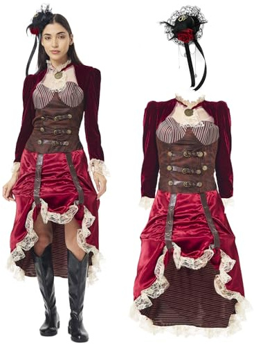 Huraogcos Kostüm für Erwachsene Lady Steampunk (L)