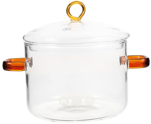 VICASKY Marmite en Verre 1,9 L Résistante la Chaleur avec Couvercle et Poignées Doubles, Casserole en Verre Transparent pour Plaque de Cuisson Électrique, Usage Domestique pour Soupes