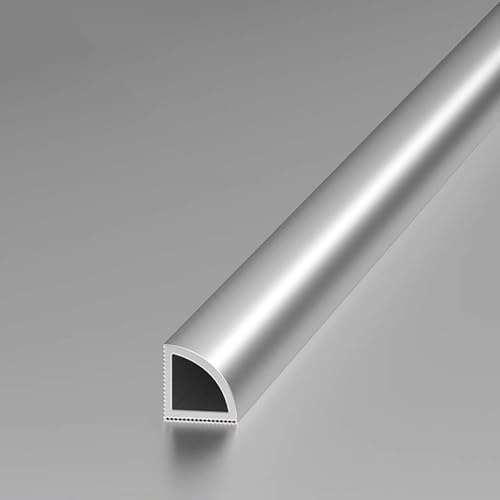 Fliesenprofil, Viertelkreis-Leiste 125 Cm (2 Stück) – Keramik-Kantenschutz Für Fliesen, Lange Fliesenleiste Für Badezimmer, Büro, Hotel Und Schule(Matte silver,15x15mm)