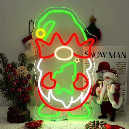 NOXET Christmas Neon Schild Christmas Gnome Neon Sign Christmas Tree Led Schild für Wanddekoration Xmas Neon Licht Christmas led leuchtreklame Für Partei,Bar,Festival Feiertagsdekoration