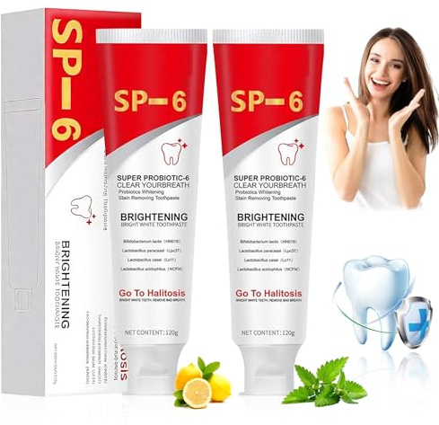 2 Stück Sp-6 Zahnpasta Probiotische Zahnpasta, Sp 6 Probiotische Zahnpasta, Sp 6 Toothpaste, Probiotics Bright White Zahnpasta, Mundpflege, Erfrischt den Atem, Tiefenreinigung (2)