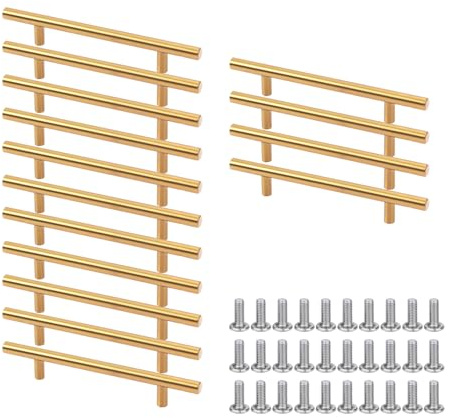 Onperpoe 15 Pack Kitchen Cupboard Handles 160mm Kitchen Door Handles Stainless Steel Cupboard Handle for Cabinets Drawers Wardrobes Bathroom Cabinets (Gold)