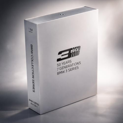 BMW Miniatur Auto Collector Car Edition – 50 Jahre 3er – 7 Modelle im Maßstab 1:64 – Sammleredition - Miniatur Modellauto Modellfahrzeug Miniaturauto Sammlermodell - Geschnek Set - Geschenkidee