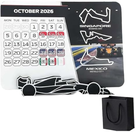 F1-Rennkalender 2026, F1-Kalender 2026 – Platzsparende Tischdekoration, Rennkalenders mit vollständigem Zeitplan, Motorsport-Rennkalenders-Planer mit Ständer (1pc)
