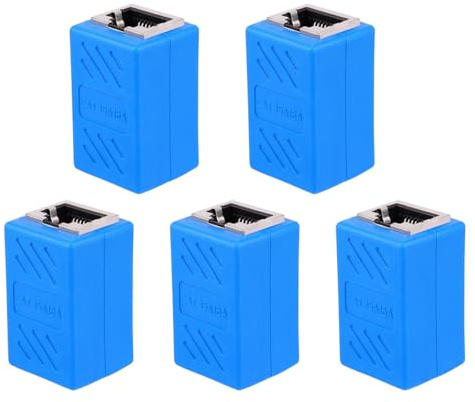 KOCKSHION Network Cable Extender Adapter Accurate Signal Blue Abs Material 5pcs Rj45 Single Socket Extension Easy to Carry for Home and Office Networking