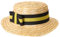 Straw Boater HAT with Ribbon & Bow Quality School Accessory Mens & Ladies HAT in 6 Styles Fancy Dress (Yellow and Black Band)