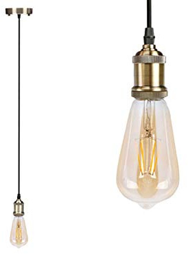 Vellight Universal Schnurpendel Retro mit E27 Filament LED, Bronze/Kabel Textil schwarz 140cm