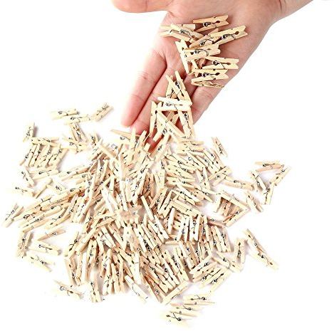 Sungpunet Lot de 100 Mini Pinces de 2,5 cm Finition Bois Naturel pour Linge, Travaux Manuels, Photo Clip, Décoration de la Maison