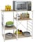 DlandHome 90CM Carrello per microonde Stoccaggio Utility da Cucina 3-Tier + 3-Tier Portaspezie Organizzatore Mensola della Stazione di Lavoro, Acero