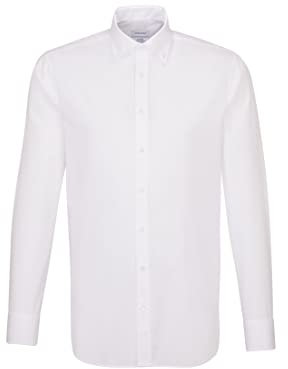 Seidensticker Herren Business Hemd - Shaped Fit - Bügelfrei - Button-Down -Kragen - Langarm - 100% Baumwolle, Weiß (Weiß 01), 40 EU
